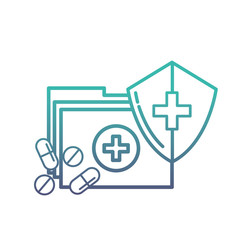 Fototapeta premium medical folder and pills shield protection