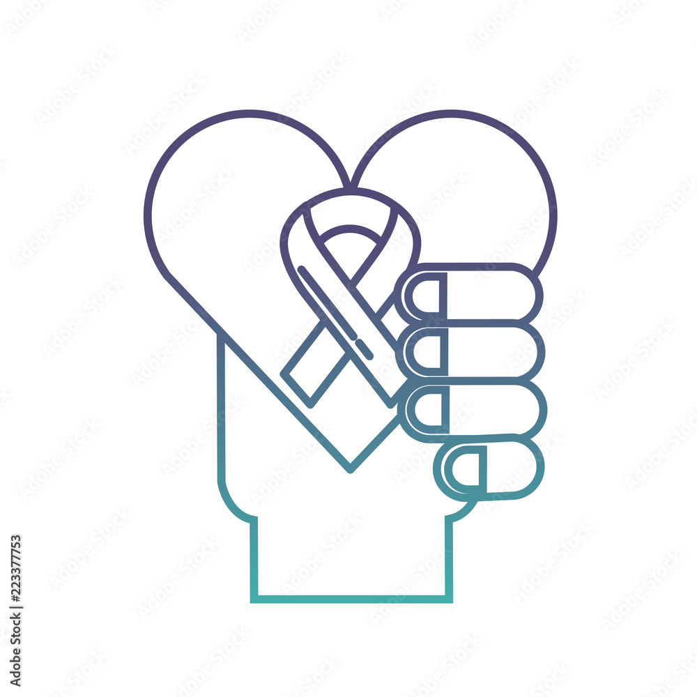 Sticker hand holding heart healthcare symbol