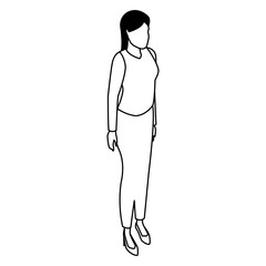 Executive woman avatar isometric in black and white