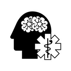 profile human head brain mental caduceus