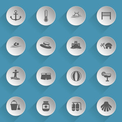 Fototapeta premium beach web icons on light paper circles