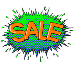 Comic text Sale. Pop Art vintage vector illustration