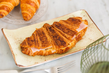 Croissant sandwich for breakfast