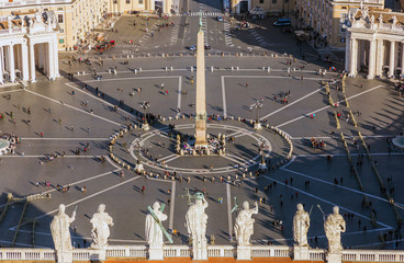 Fototapeta premium Italy, Rome, Vatican, view of St. Peter's Square from the dome of St. Peter's Cathedral