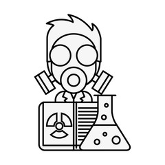 scientific man professor with mask radiation test tube