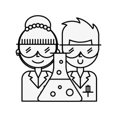 scientific man and woman professional test tube chemistry laboratory