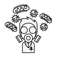 scientific man with mask and bacteries chemistry laboratory