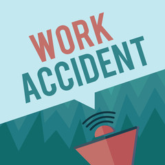 Conceptual hand writing showing Work Accident. Business photo showcasing Mistake Injury happened in the job place Getting hurt.