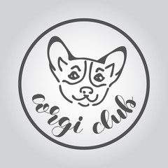 Corgi club badge, banner of logo template with lettering.