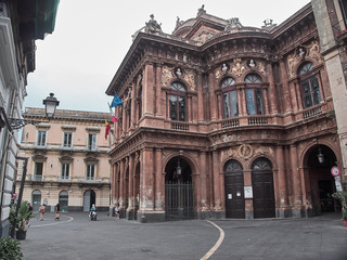 Obraz premium Catania, Italy - August 22, 2018: Shot of Piazza Teatro Massimo in Catania in a summer day. Catania, Sicily