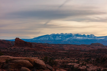 Morning Sun Over The Mountains In Moab Utah