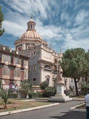 Obraz premium Catania, Italy - August 22, 2018: Shot of Catania in a summer day. Catania, Sicily