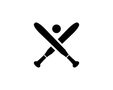 Baseball crossed bats with ball logo template