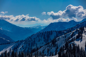 Snowy Mountain Landscape On A Bright Sunny Day