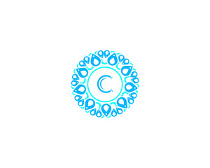 Logo Elegance Letter C Premium Rounded Floral Monogram Vector