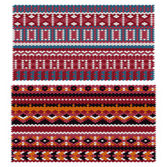 Ethnic patterns on the knitted fabric. Vector stylization - obrazy, fototapety, plakaty