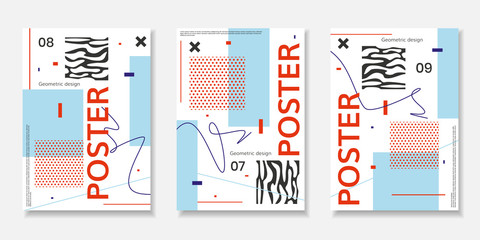 Covers templates set with abstract shapes, bauhaus, memphis and other graphic geometric elements.