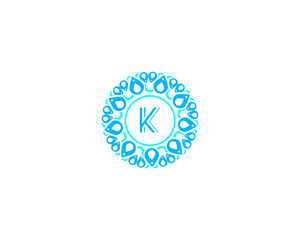 Logo Elegance Letter K Premium Rounded Floral Monogram Vector