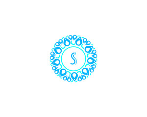 Logo Elegance Letter S Premium Rounded Floral Monogram Vector