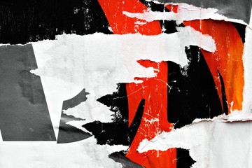 Old ripped torn grunge posters texture background creased crumpled paper backdrop surface empty...