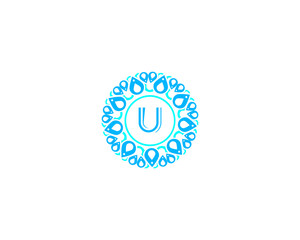 Logo Elegance Letter U Premium Rounded Floral Monogram Vector