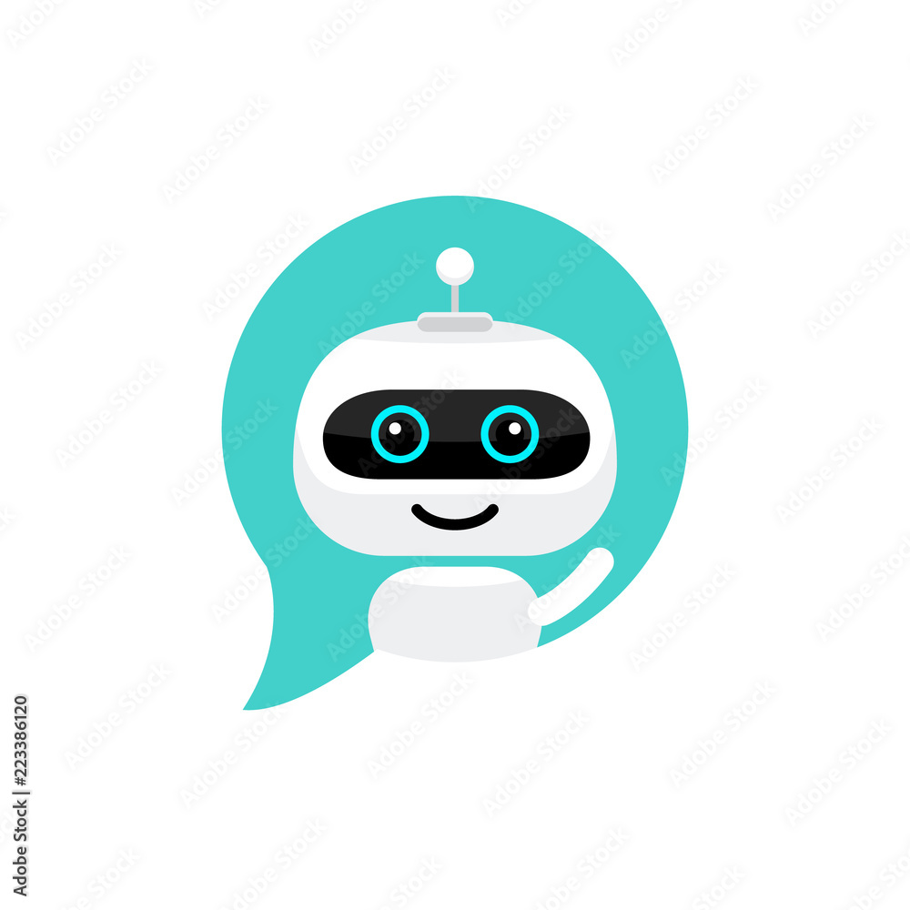 Wall mural robot icon. chat bot sign for support service concept. chatbot character flat style
