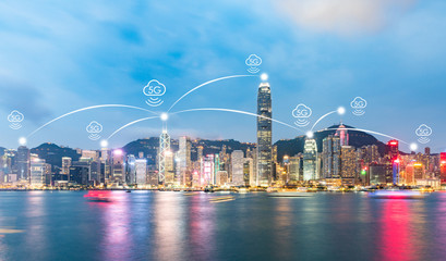 hong kong City Scenery and Big Data Concept