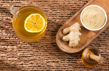 Hot drink of ginger, lemon and honey - Zingiber officinale