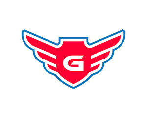 Wing Initial Logo Letter G Shield Icon