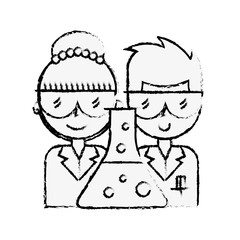 scientific man and woman professional test tube chemistry laboratory