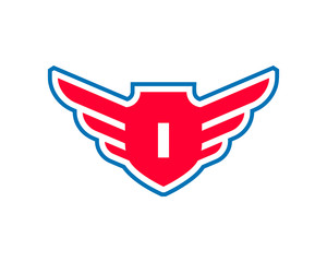 Wing Initial Logo Letter I Shield Icon