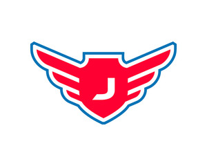 Wing Initial Logo Letter J Shield Icon