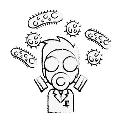 scientific man with mask and bacteries chemistry laboratory