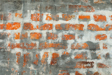 Vintage old red brick concrete wall. Backgrounds.