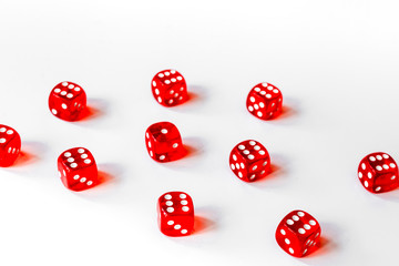 concept luck - dice gambling on white background
