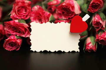 Bouquet of red roses on a black matte background