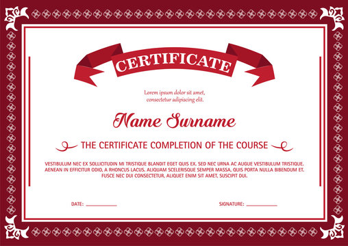 red border certificate of completion template - Powered by Adobe