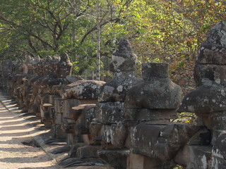 Statues Holding Snake on the Path to Angkor Wat, Cambodia