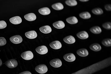 Keys with letters on an old typewriter