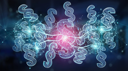 Digital paragraph law symbol background 3D rendering