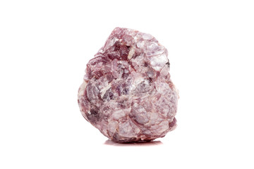Macro mineral stone Lepidolite in the rock a white background