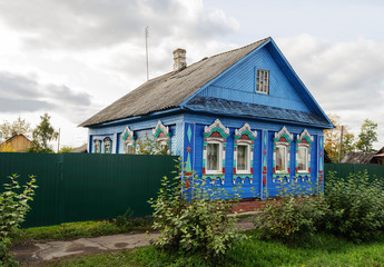 Beautiful wooden house with carving