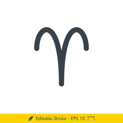 Aries sign Icon / Vector Set - In Line / Stroke Design