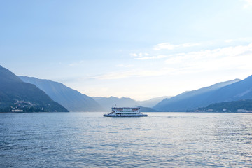 Fototapeta na wymiar Lake Como with ship on water