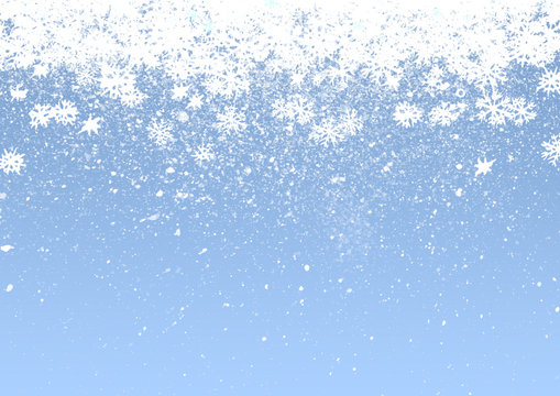 Blue Winter Snowfall  Watercolor Background For Your Design. Hand Drawn  Texture