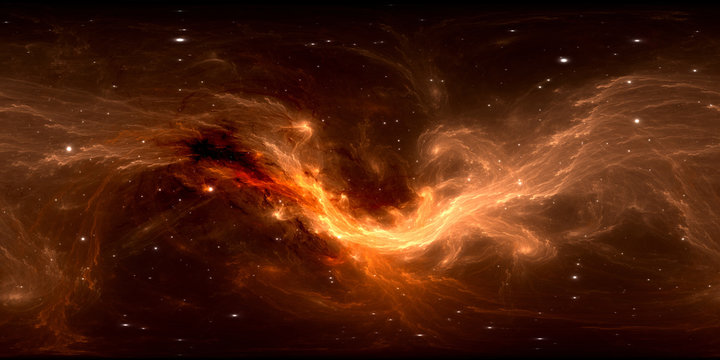 Fototapeta Virtual reality environment 360 HDRI map. Space equirectangular projection, spherical panorama. Space nebula with stars