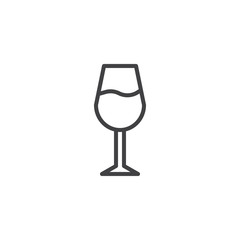 Wine glass outline icon. linear style sign for mobile concept and web design. Drink glass simple line vector icon. Symbol, logo illustration. Pixel perfect vector graphics