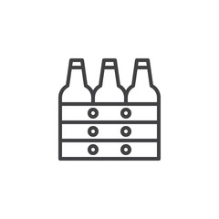Box of beer outline icon. linear style sign for mobile concept and web design. Beer Bottles Crate simple line vector icon. Symbol, logo illustration. Pixel perfect vector graphics