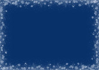 Dark Blue winter snowfall watercolor frame for your design, Hand drawn background