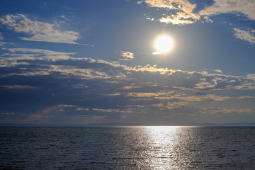 Beautiful landscape before sunset on the sea